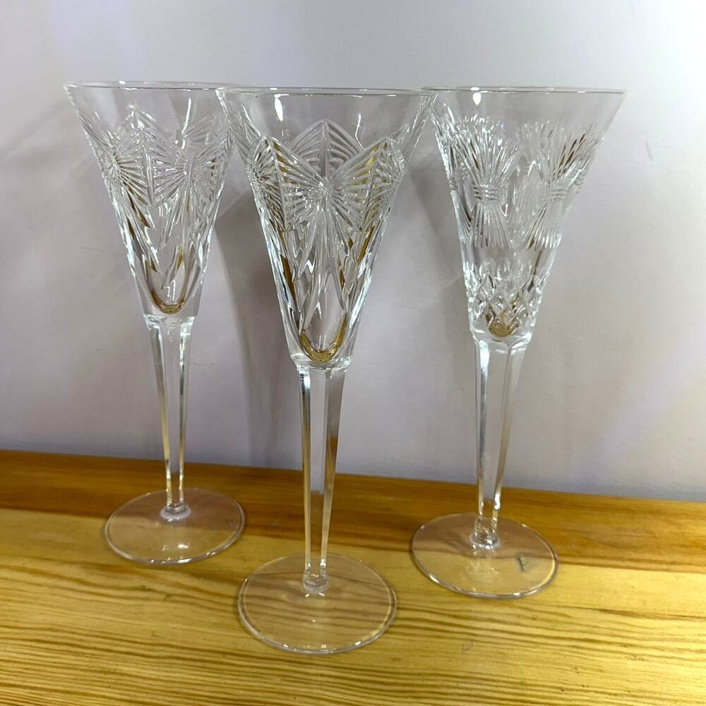 Waterford Crystal Cut Wine Glasses Set of 3 8.5" Stemware Ireland